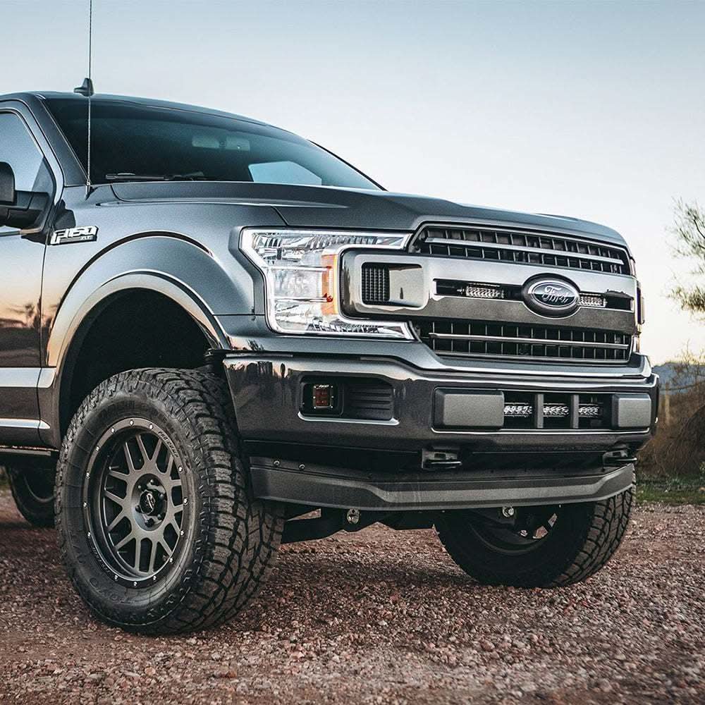 2018+ Ford F-150 with RIGID Industries black hidden grille mount for 6 inch lightbar installed