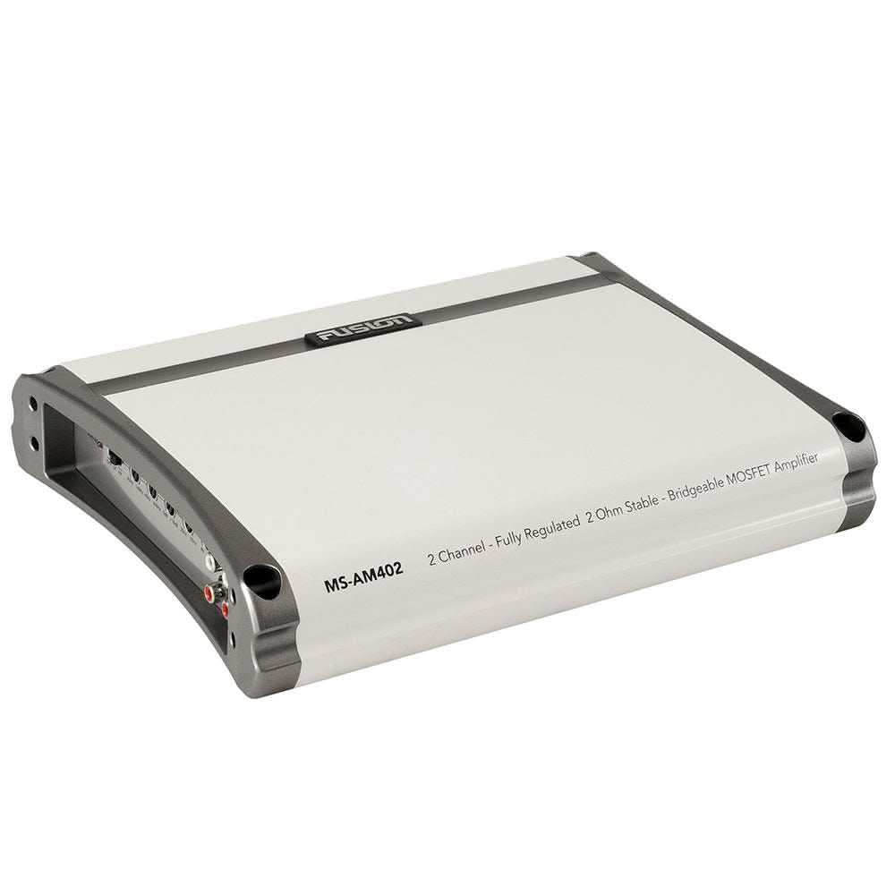 FUSION MS-AM402 2 channel marine amplifier 400W with stainless steel chassis and heat sink technology