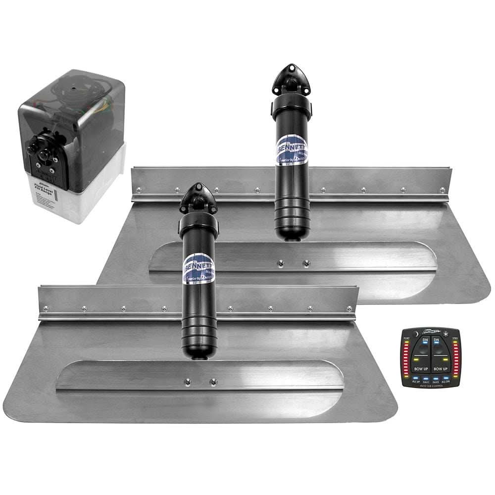 Bennett 189ATP hydraulic trim tabs kit with dual plates, actuators, power unit, and helm control for boat stability and performance