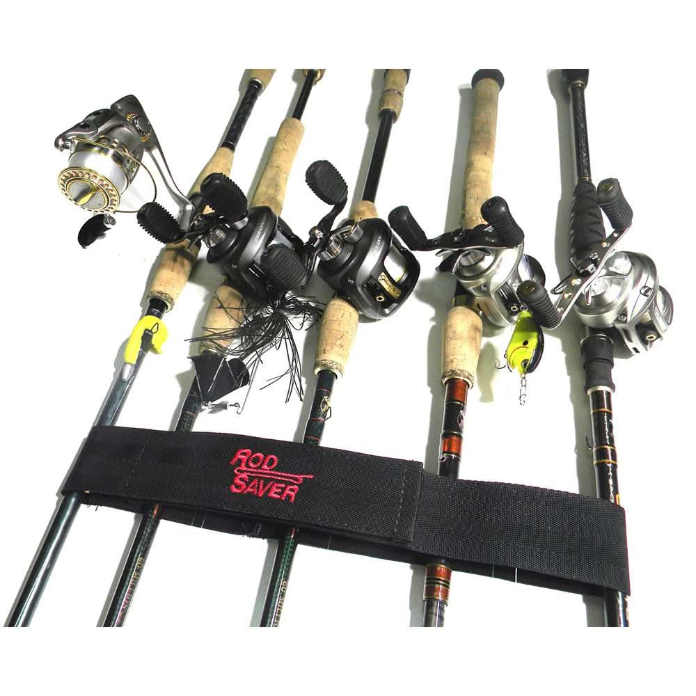 Rod Saver Pro Model Stretch 14" Single Strap holding multiple fishing rods with reels