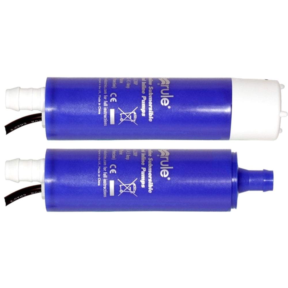 Rule IL200 Plus 24V in-line submersible pump, 2.8 GPM, blue centrifugal pump for water and diesel transfer