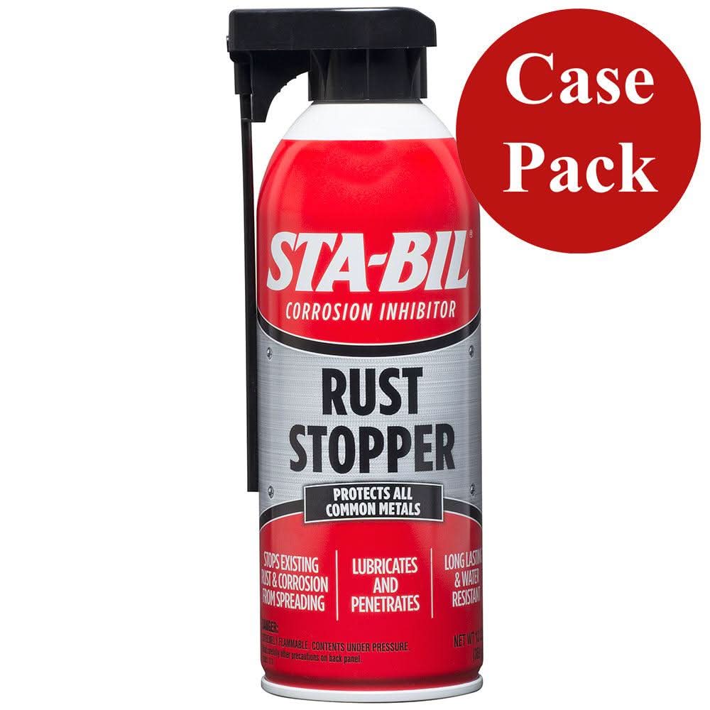 STA-BIL Rust Stopper corrosion inhibitor spray can with case pack label