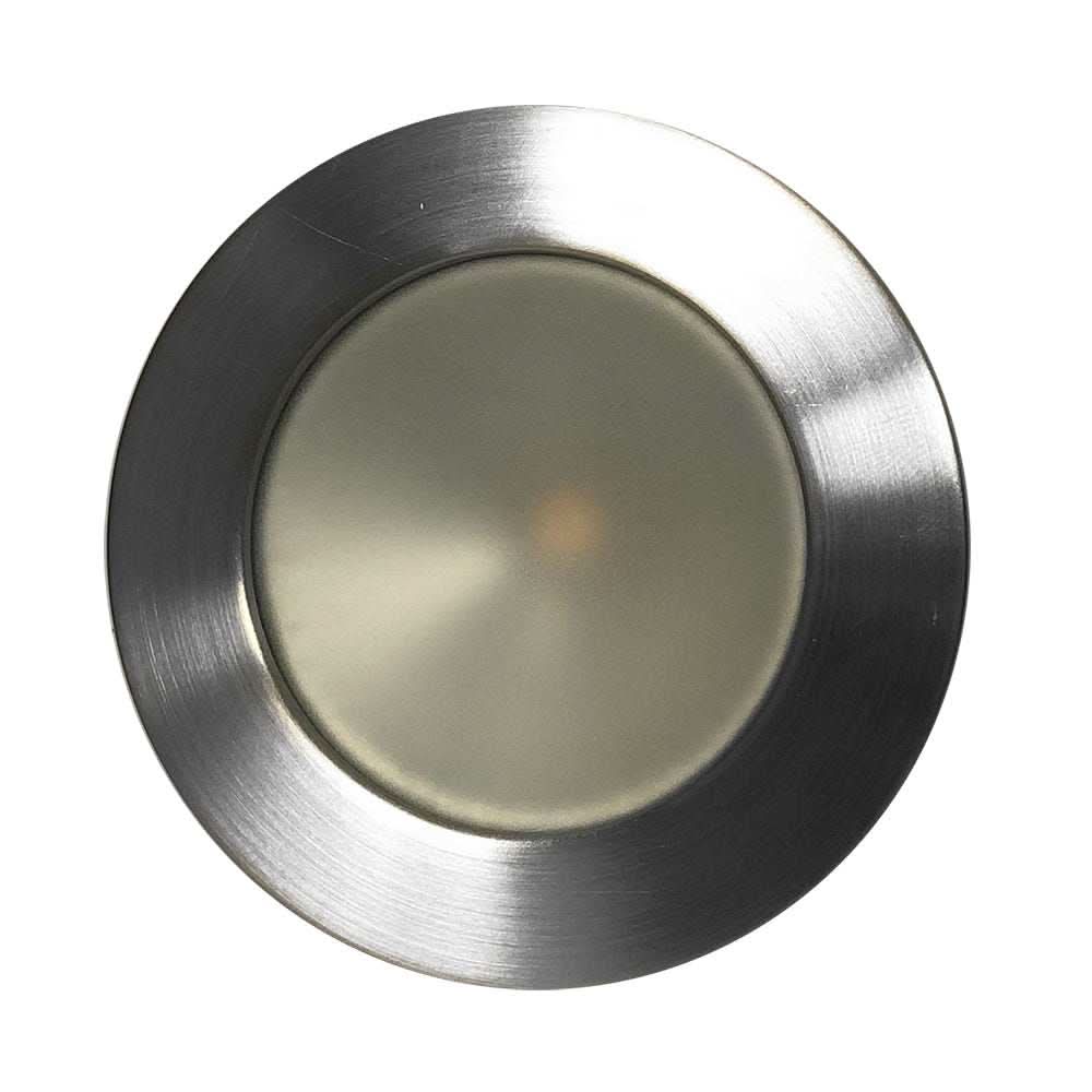 Gen 3 Indoor/Outdoor Recessed 3.5” LED light with warm white 2700K dimmable COB LED and brushed stainless steel bezel