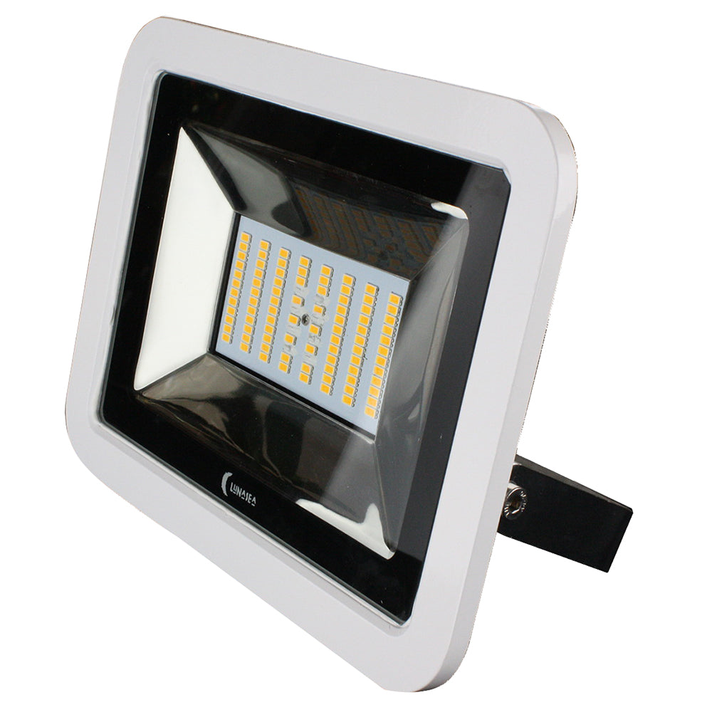 Lunasea 35W Slimline LED Floodlight, 120/240VAC Only, Cool White, 4500 Lumens, 3' Cord - White Housing - LLB-36MN-41-00