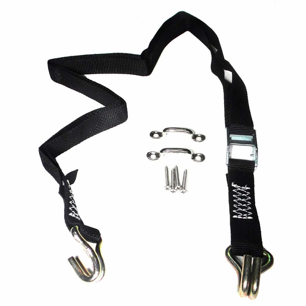 Rod Saver Marine Cargo Strap with adjustable polypropylene belt and nickel-plated clips for securing items on boats