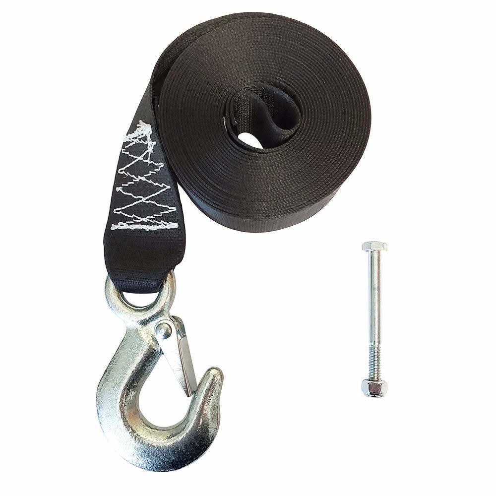 Rod Saver Winch Strap 20-foot heavy-duty polyester with snap hook and installation bolt