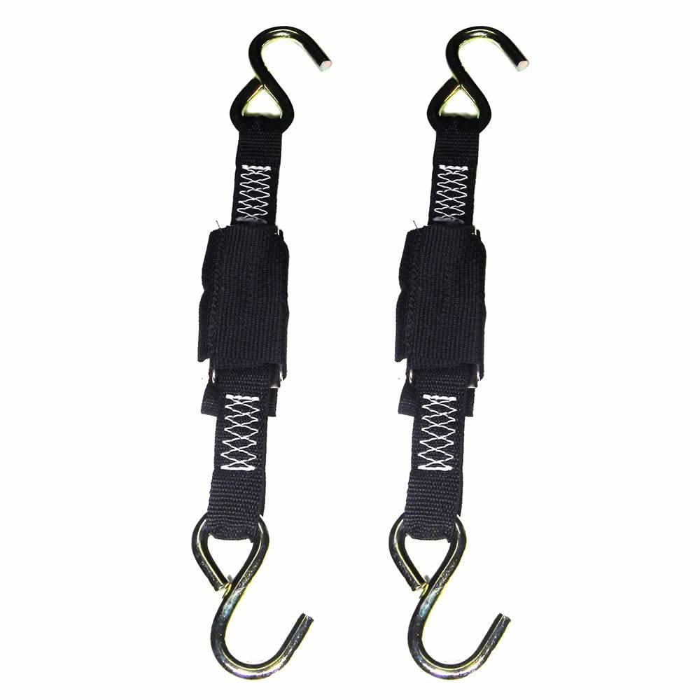 Rod Saver Deluxe Trailer Tie-Down 1x3 feet with zinc chromate S hooks and over-center buckle for aluminum boats