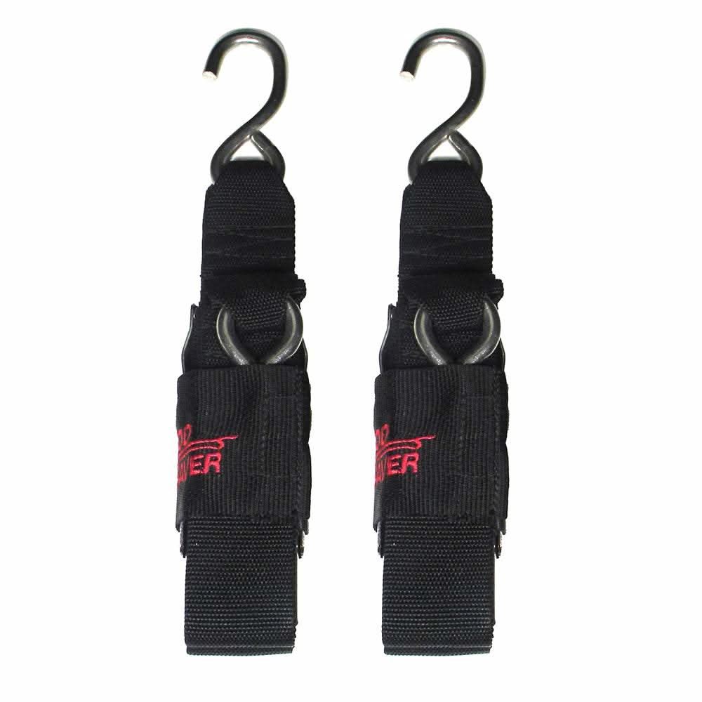 Rod Saver deluxe stainless steel 2x3 ft transom tie-down straps with S hooks pair