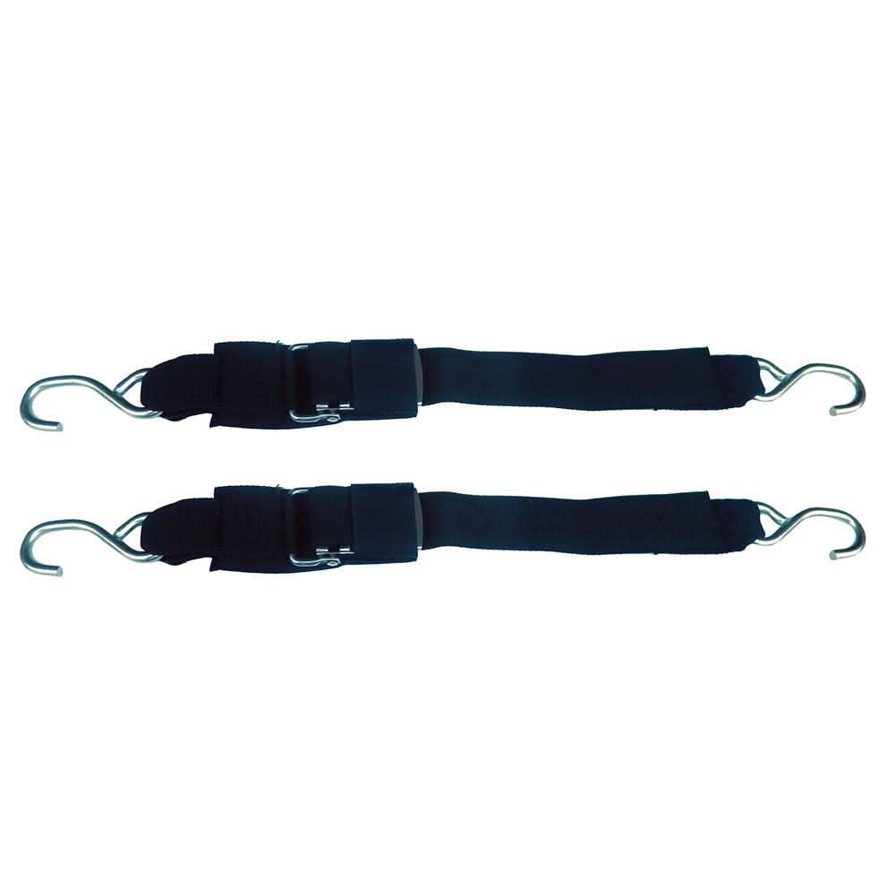 Rod Saver stainless steel quick release transom tie-downs with polypropylene webbing and saltwater-resistant hooks, 2 inch by 6 foot, sold in pairs