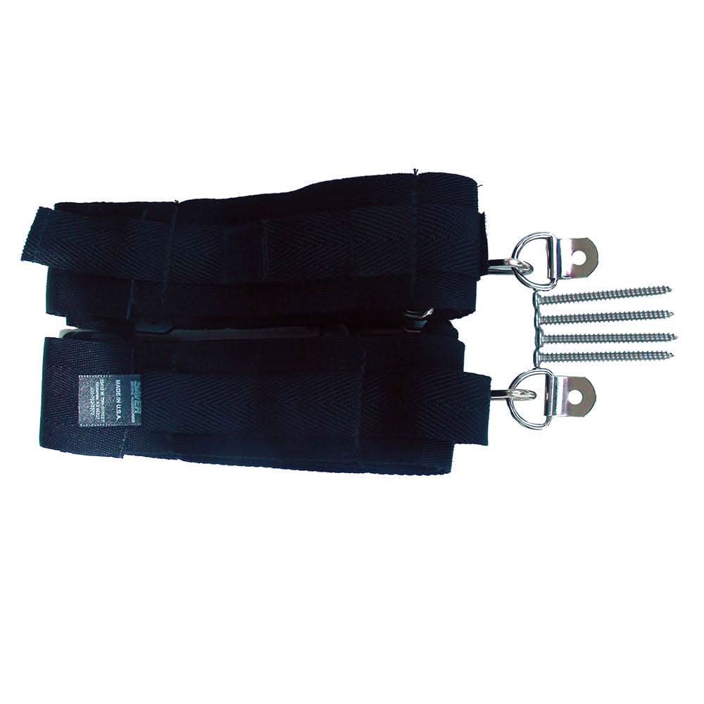 Black adjustable Rod Saver vehicle rod carrier straps with metal hooks and screws for securing fishing rods
