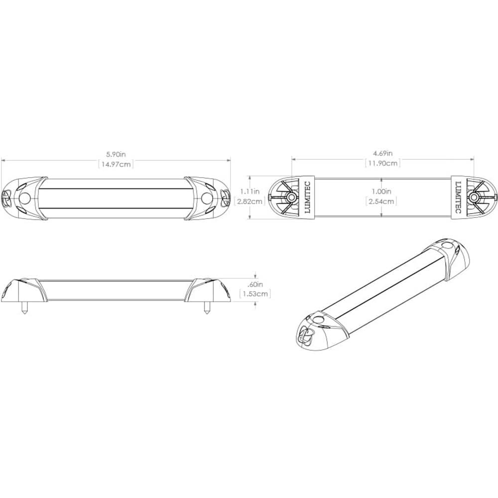 Lumitec Mini Rail2 6" LED Utility Light - Spectrum RGBW - Brushed Finish - 101545