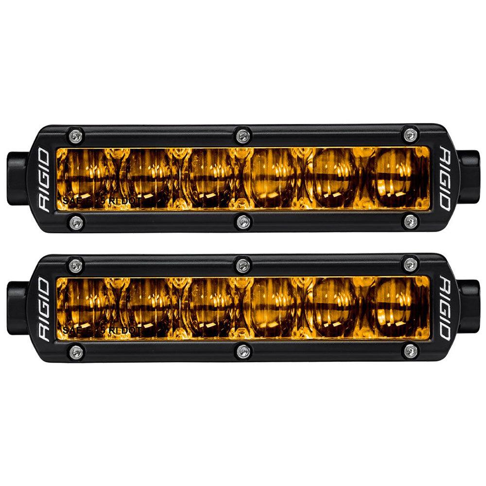 RIGID Industries 6-inch SR-Series black fog light with yellow SAE compliant LED lighting