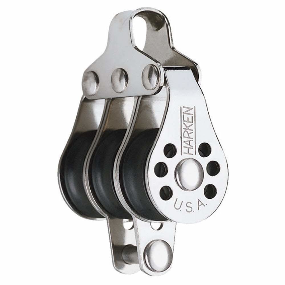 Harken 22mm Triple Micro Block with Becket for fishing, compact and lightweight pulley system