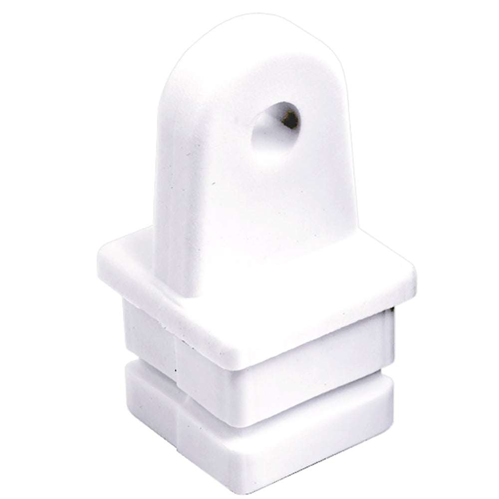 White nylon square tube top insert for 1-inch tubing by Sea-Dog, pivot point fitting with 1/4-inch pin hole