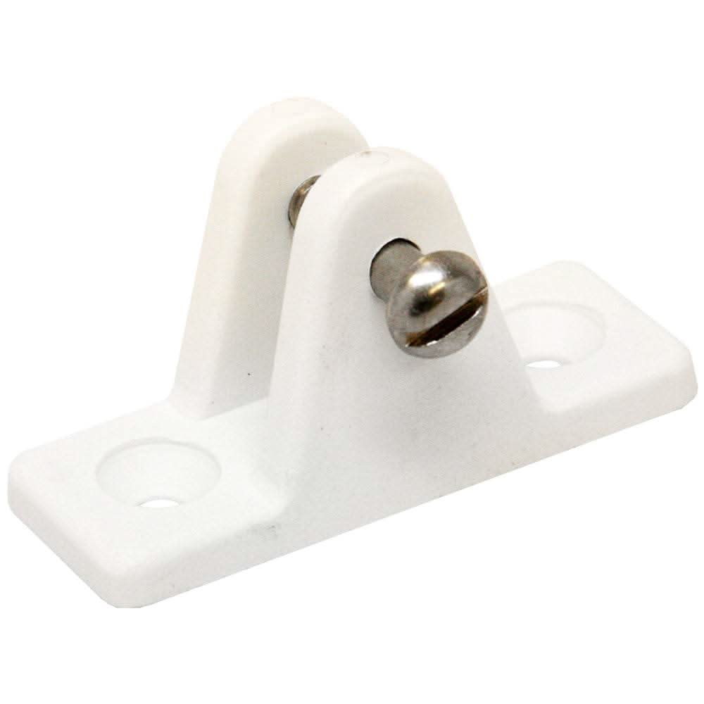 Sea-Dog Nylon Angled Deck Hinge white UV stabilized nylon with metal pin for mounting on sloped surfaces