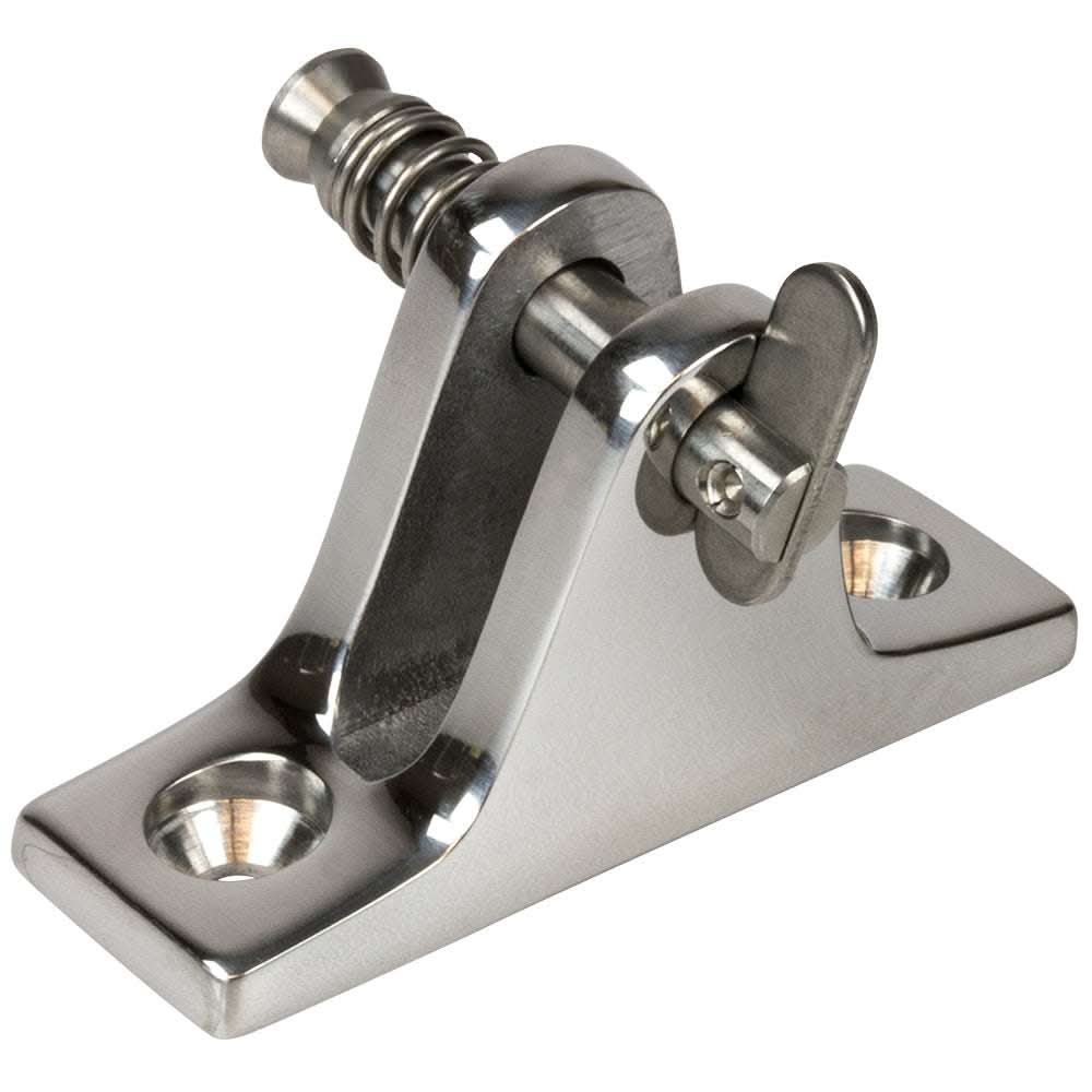 Sea-Dog stainless steel angle base deck hinge with removable pin, polished finish