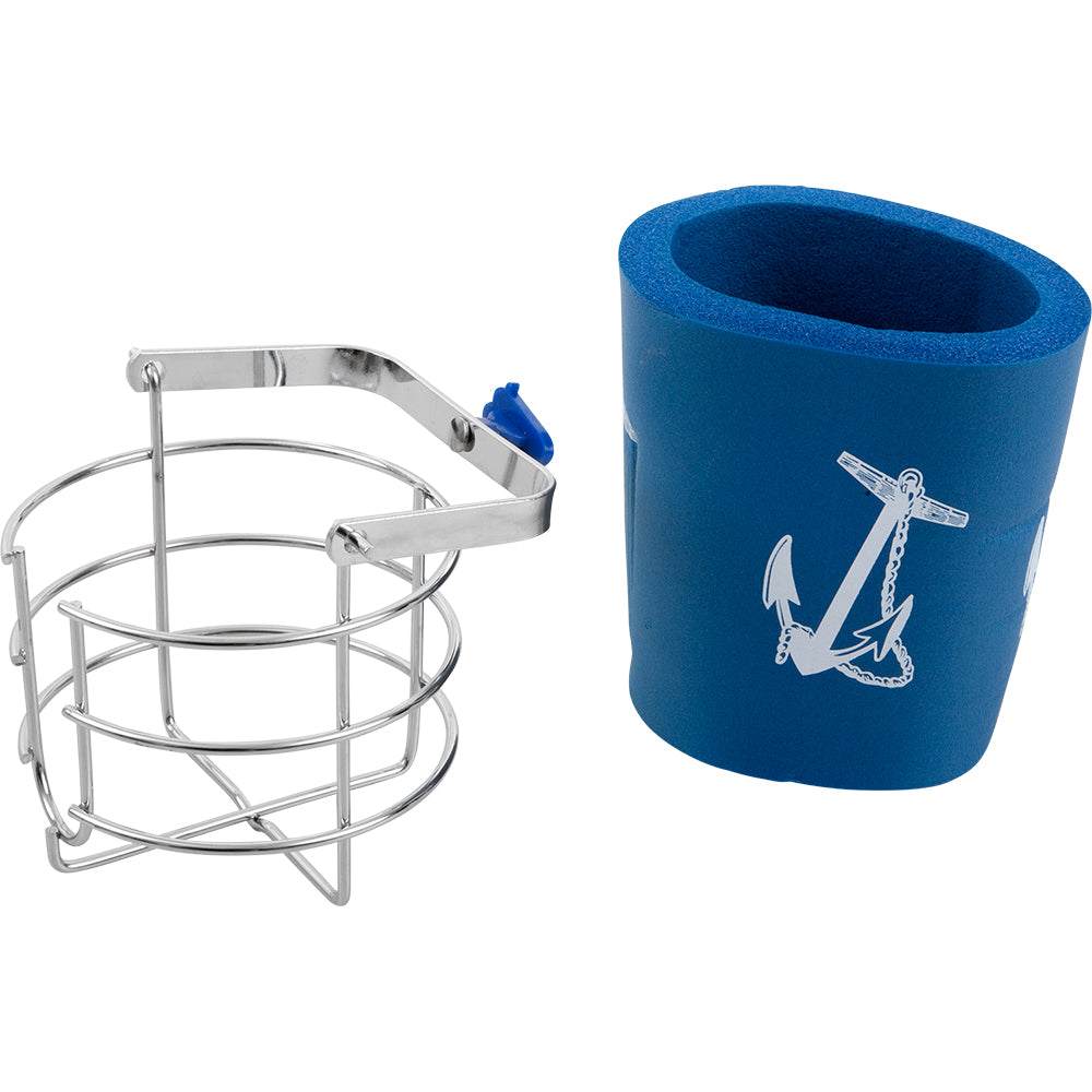 Sea-Dog Chrome Brass Swivel Beverage Holder with foam insulator and quick release bracket