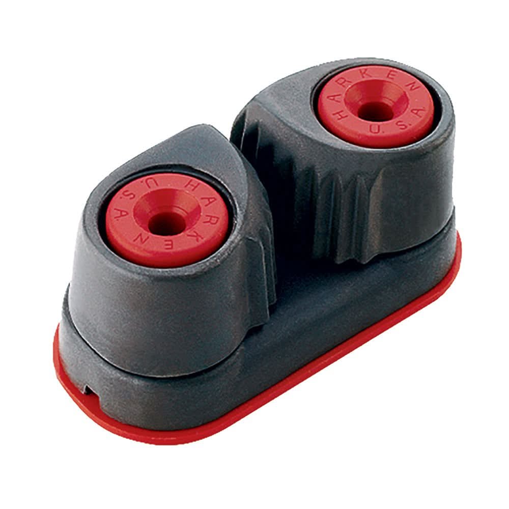 Harken Standard Cam-Matic Aluminum Cleat in black and red, anodized aluminum, high-load marine cleat