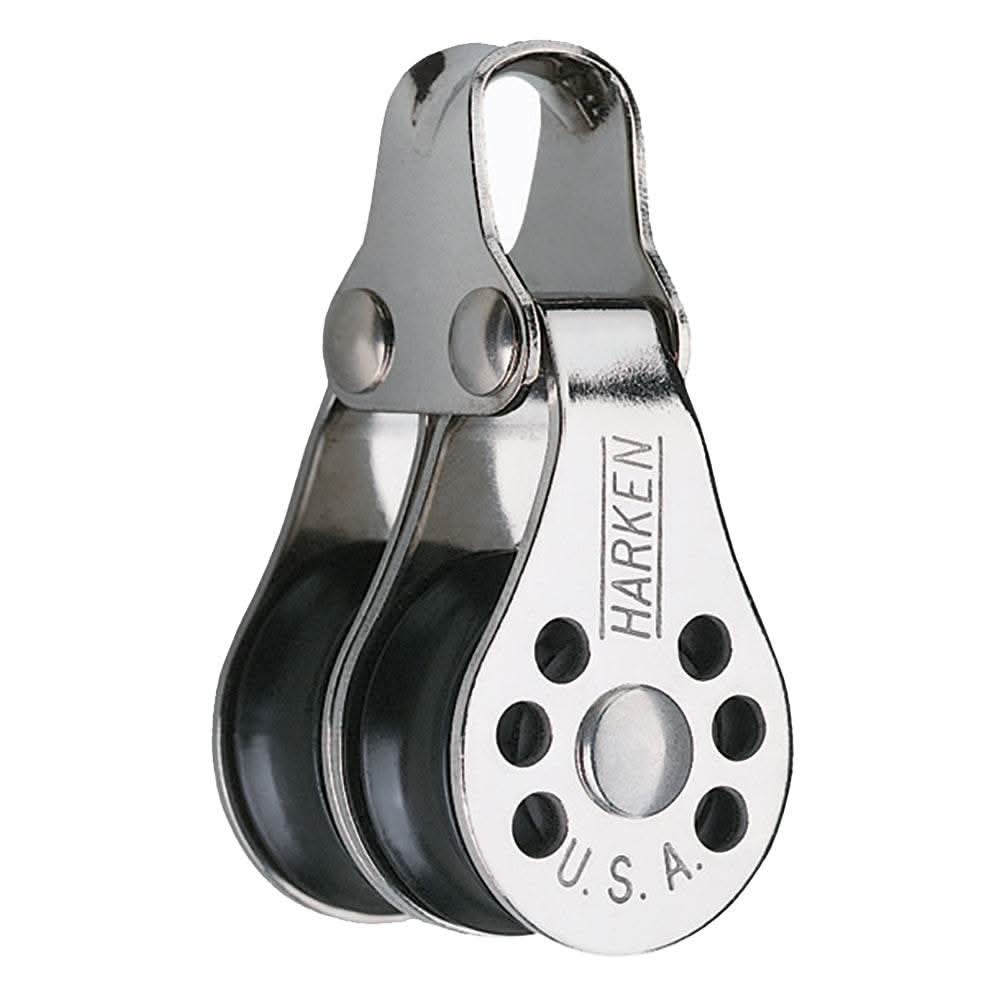 Harken 22mm Double Micro Block stainless steel low-friction sailing pulley with dual sheaves and USA engraving