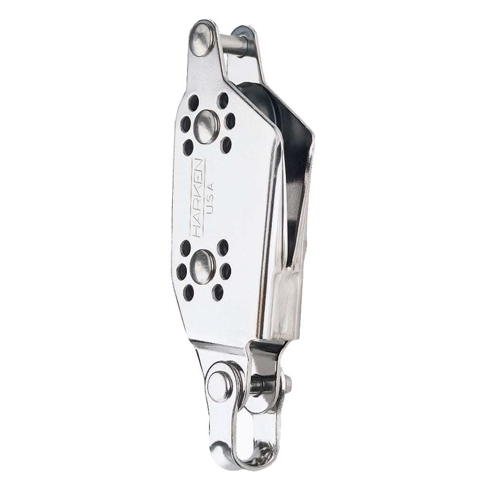 Harken 22mm Fiddle Micro Block with V-Jam and Becket, compact low-friction stainless steel sailing block