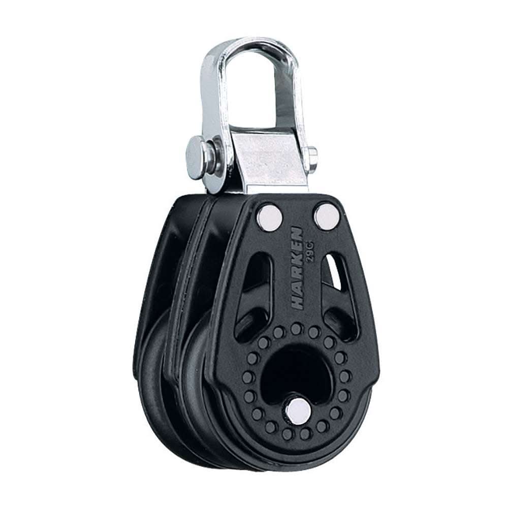Harken 29mm Double Carbo Air Block black lightweight sailing block with metal swivel shackle