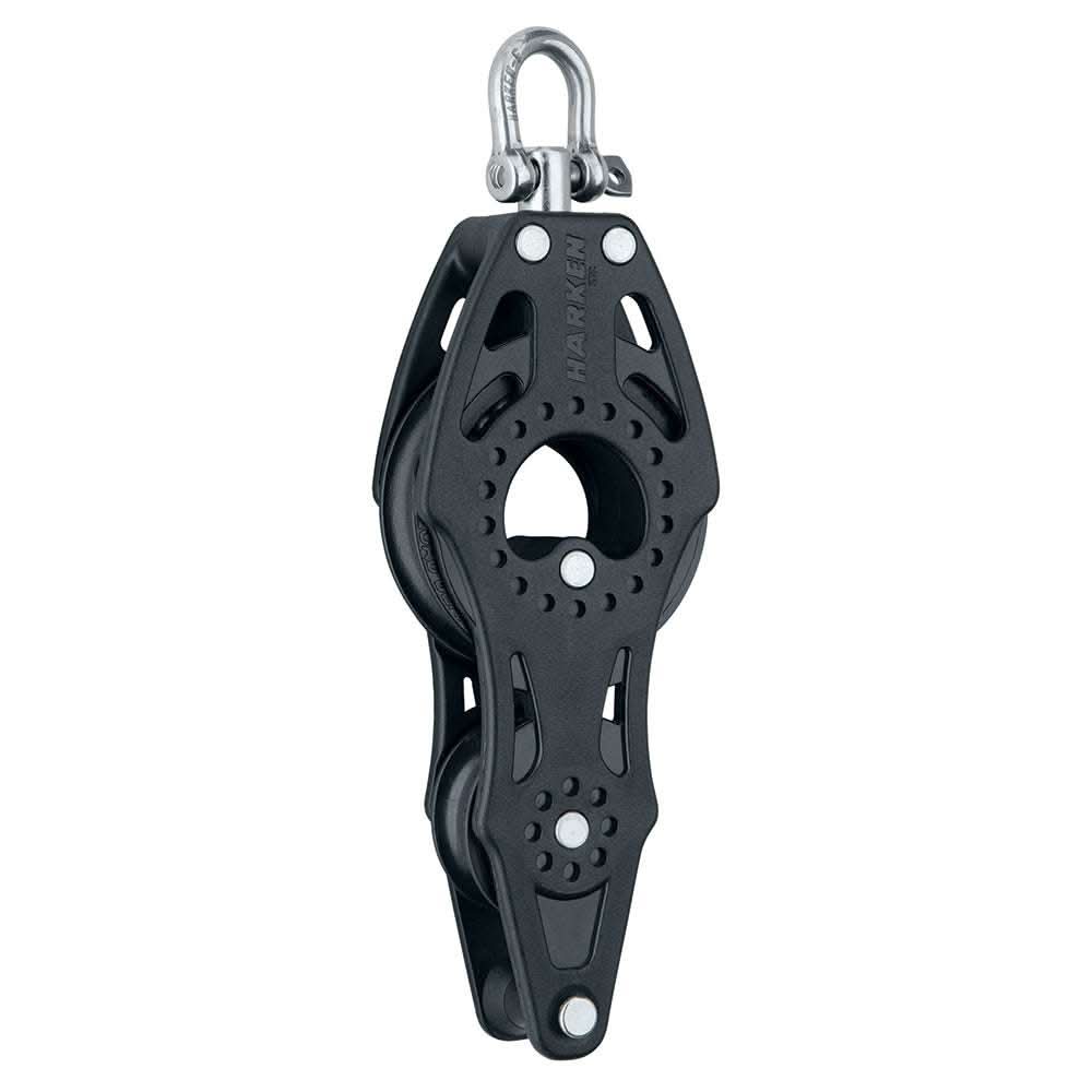 Harken 57mm Carbo Air Fiddle Block with swivel and becket in black and silver