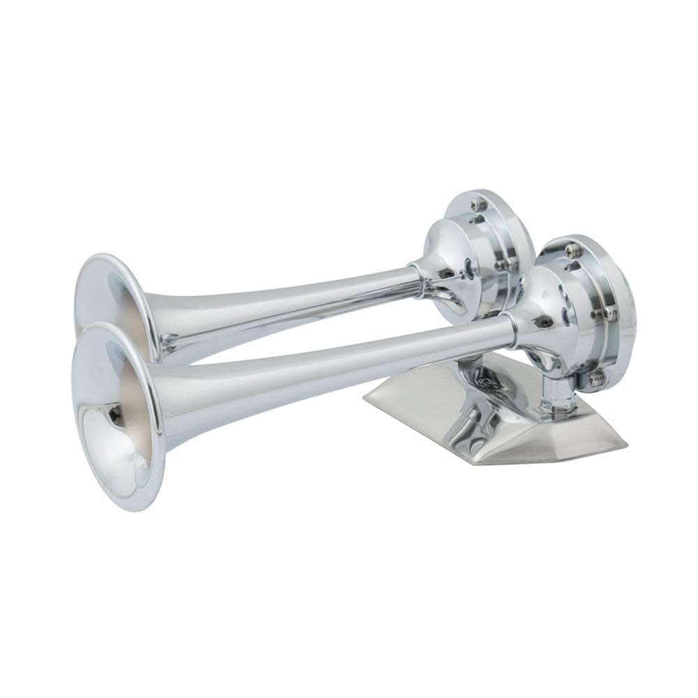 12V chrome plated dual trumpet mini air horn with compressor and fittings