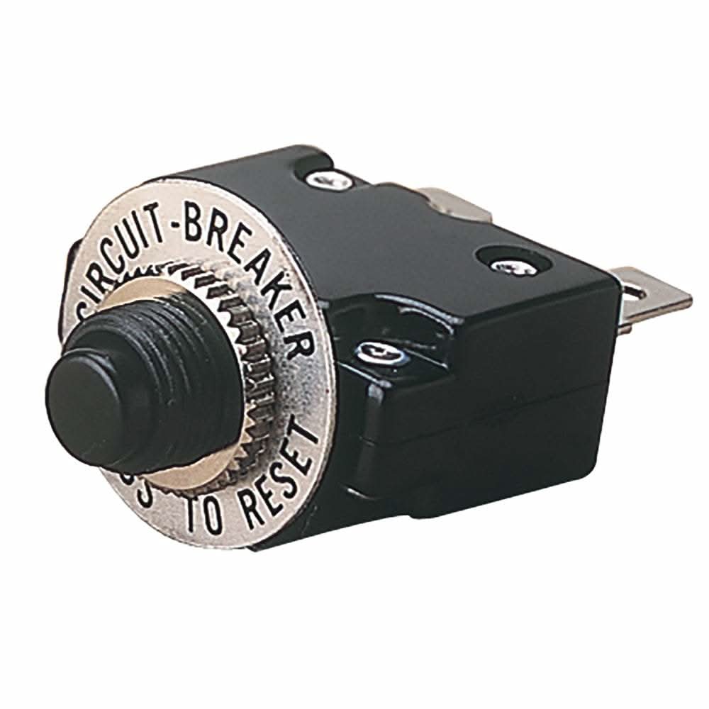 Sea-Dog Thermal AC/DC Circuit Breaker 6 Amp push-to-reset compact design panel mount circuit protector