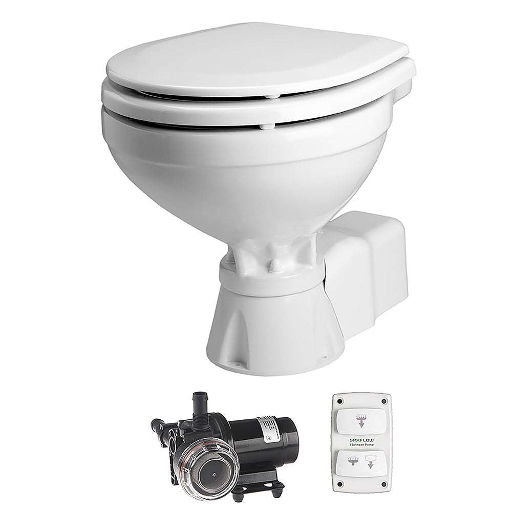 Johnson Pump AquaT compact 12V electric marine toilet with pump and control panel