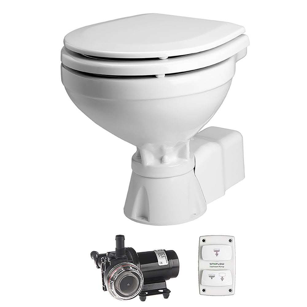 Johnson Pump AquaT compact 12V electric marine toilet with pump and control panel