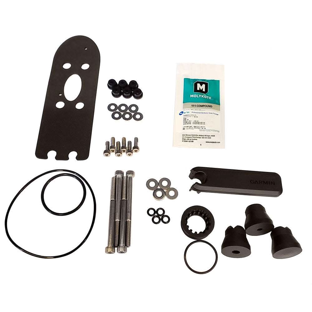 Garmin Force trolling motor transducer replacement kit with screws, seals, o-rings, and wrench components