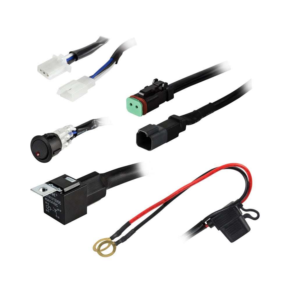Heise 1 Lamp wiring harness and switch kit with DT connectors and waterproof fuse holder