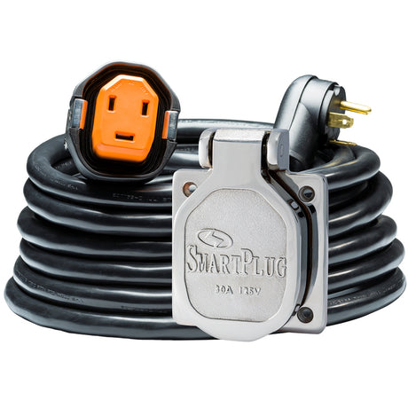 SmartPlug RV Kit 30 Amp 30' Dual Configuration Cordset - Black (SPX X Park Power) & Stainless Steel Inlet - R30303BM30NT
