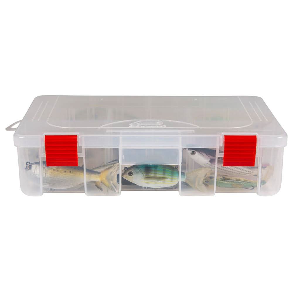 Plano Rustrictor 3600 Deep Stowaway transparent tackle box with adjustable dividers and rust-preventing VCI technology