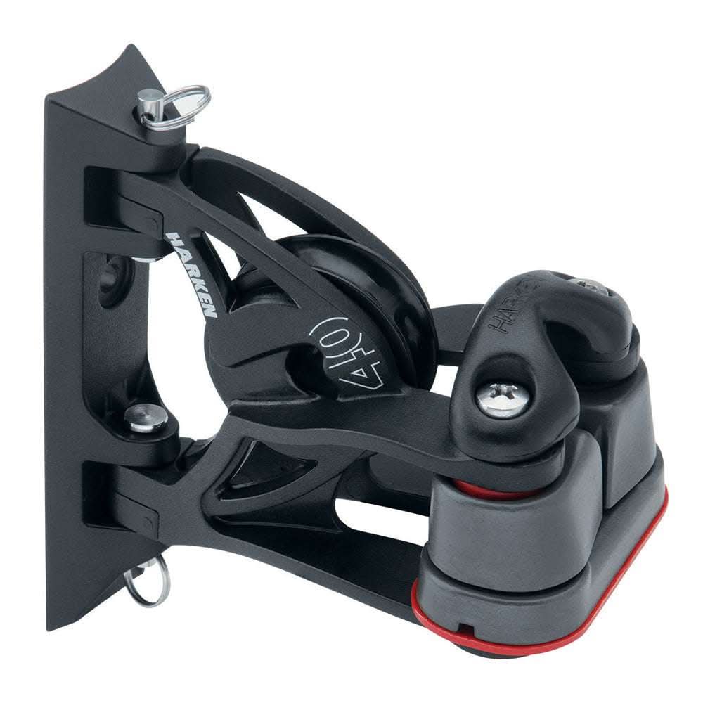 Harken 40mm Carbo Air pivoting lead block with aluminum Cam-Matic cleat for sailing control