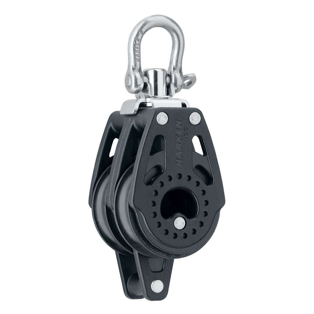 Harken 40mm Carbo Air double swivel block with becket in black and stainless steel, lightweight sailing hardware