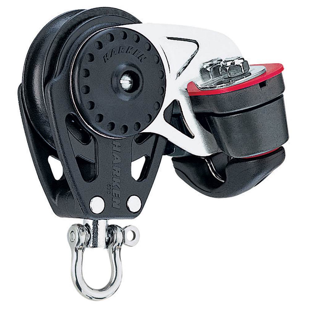 Harken 40mm Carbo Air Block with cam cleat in black and silver, lightweight and durable sailing hardware component