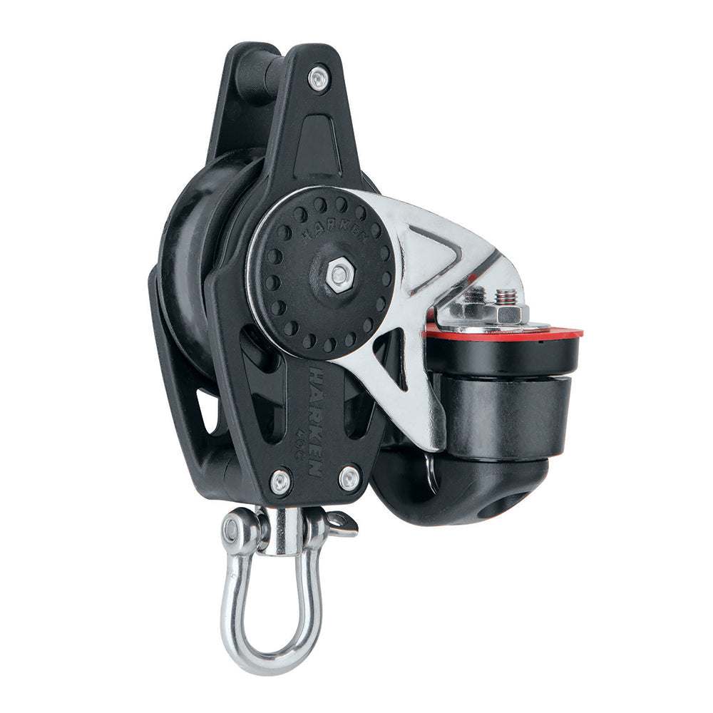 Harken 40mm Carbo Air Block with cam cleat and becket, black and silver sailing hardware block