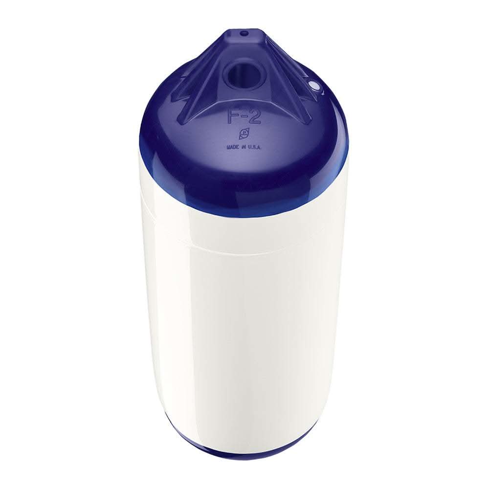 Polyform F-2 Twin Eye Fender white 8.2 by 25 inch boat fender with twin eye design and reinforced ropeholds