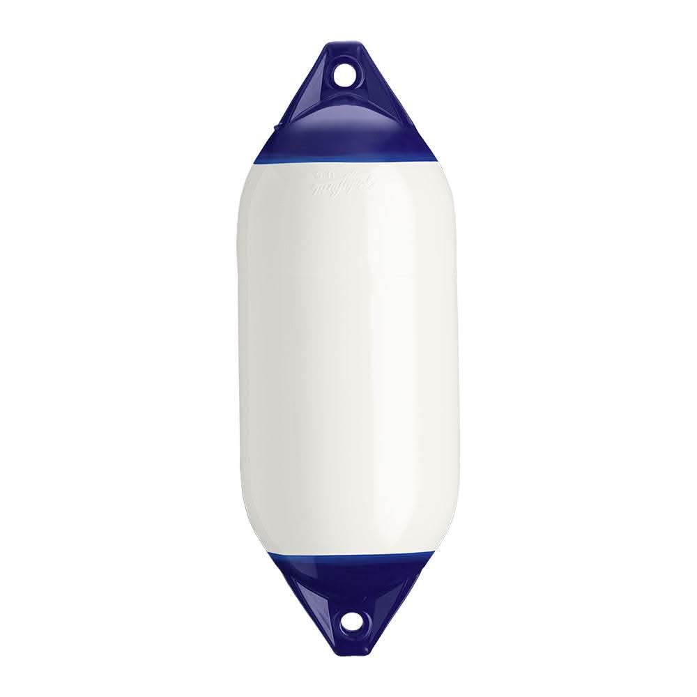 Polyform F-5 Twin Eye Fender 11x30 inches white boat fender with twin eye design and reinforced ropeholds