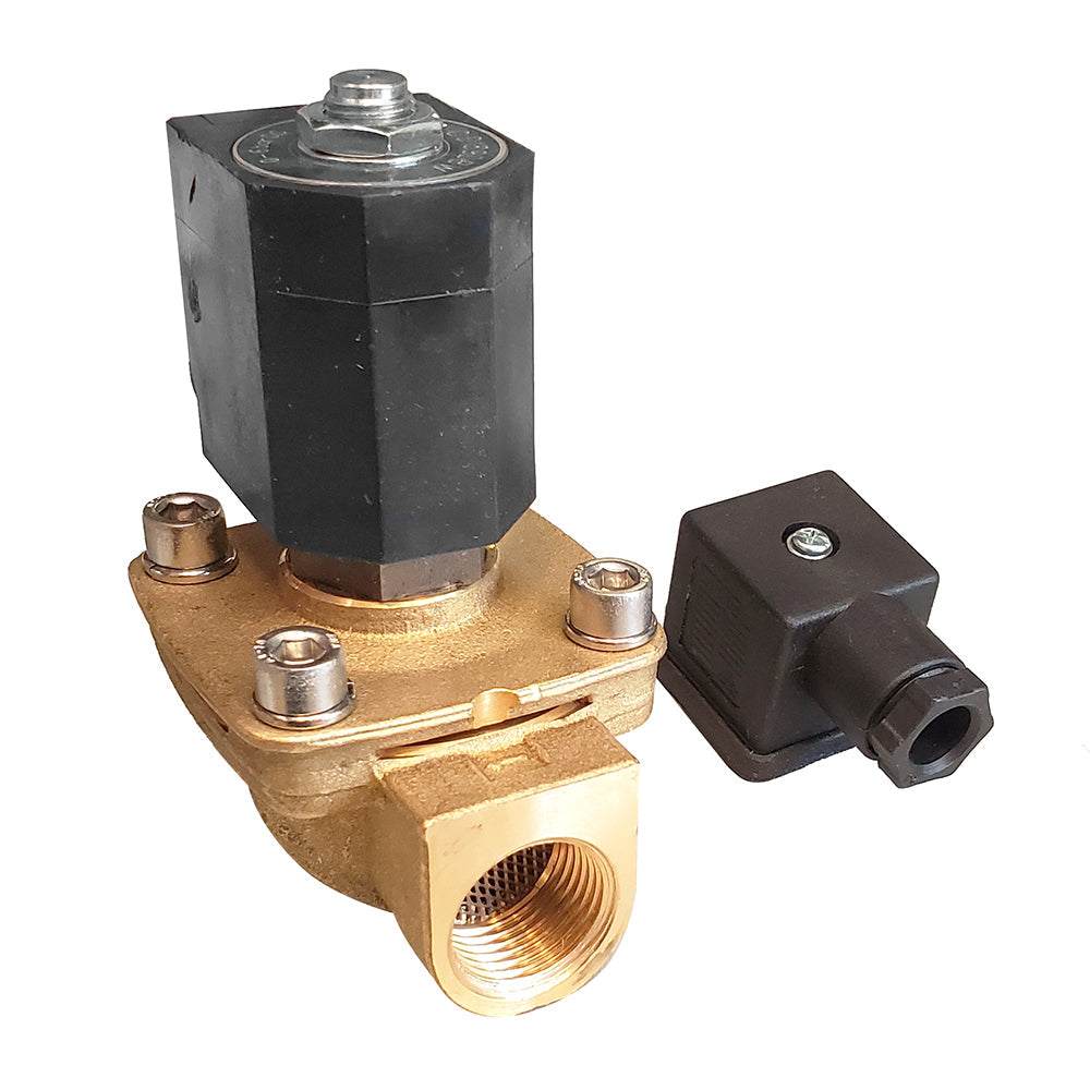 Albin Pump 12V solenoid valve for centralized fresh water systems with brass body and black coil