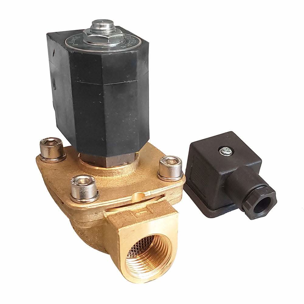 Albin Pump 12V solenoid valve for centralized fresh water systems with brass body and black coil