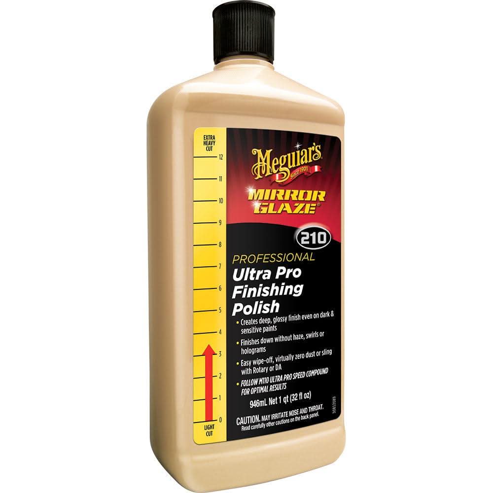 Meguiar's Ultra Pro Finishing Polish 32oz bottle for removing swirls and haze with a glossy finish