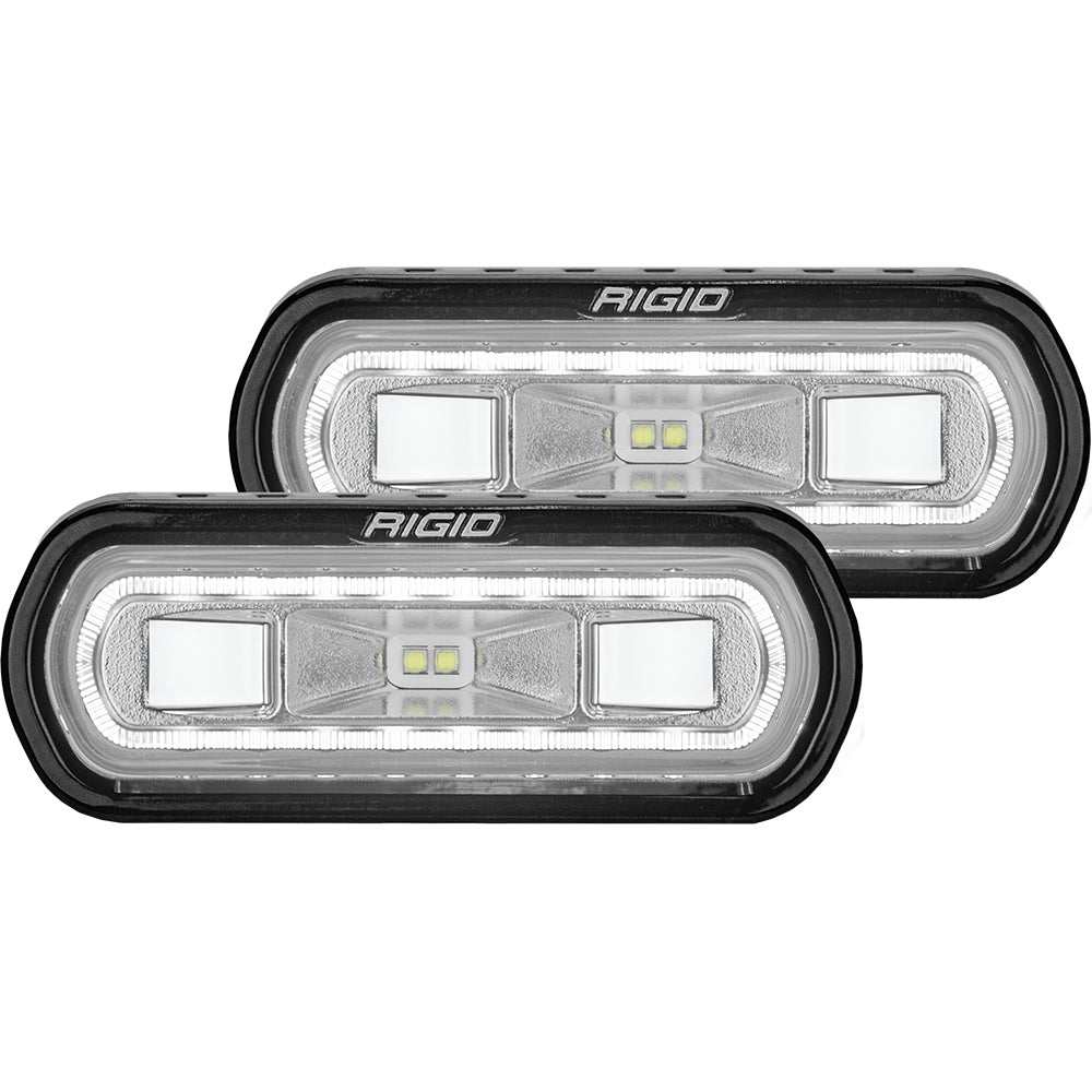 RIGID Industries SR-L Series Surface Mount Spreader Light with black housing and white halo backlight pair