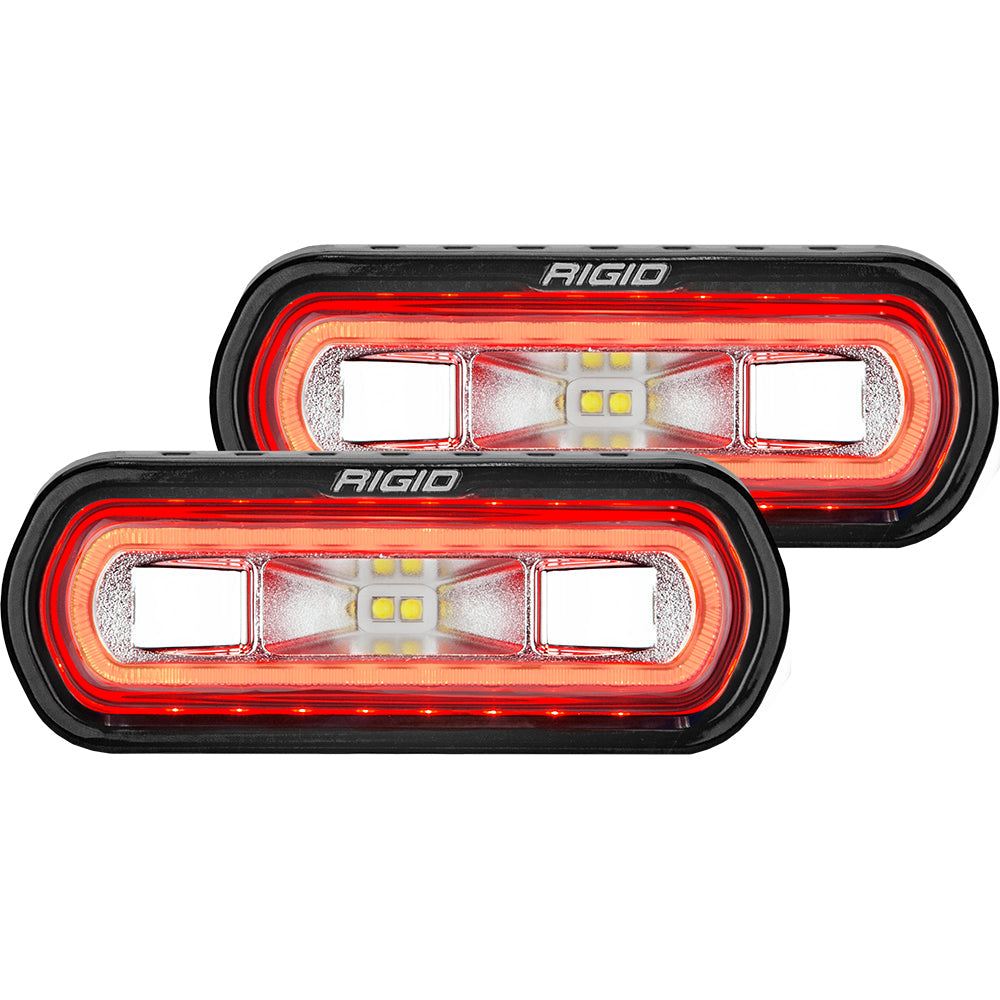 RIGID Industries SR-L Series Surface Mount Spreader Light with red halo and black housing pair