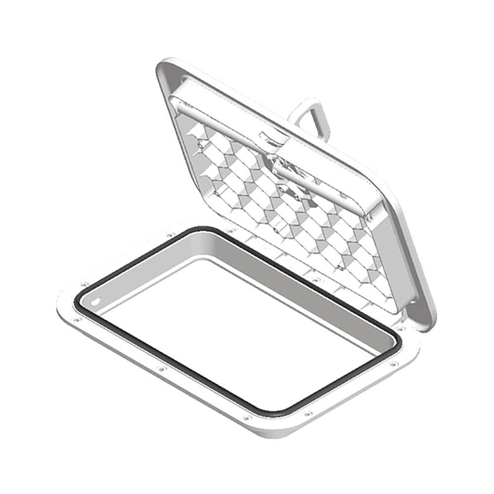 White Sea-Dog Triple Lock Rectangular Marine Hatch 10x14 inch with triple latch and watertight seal
