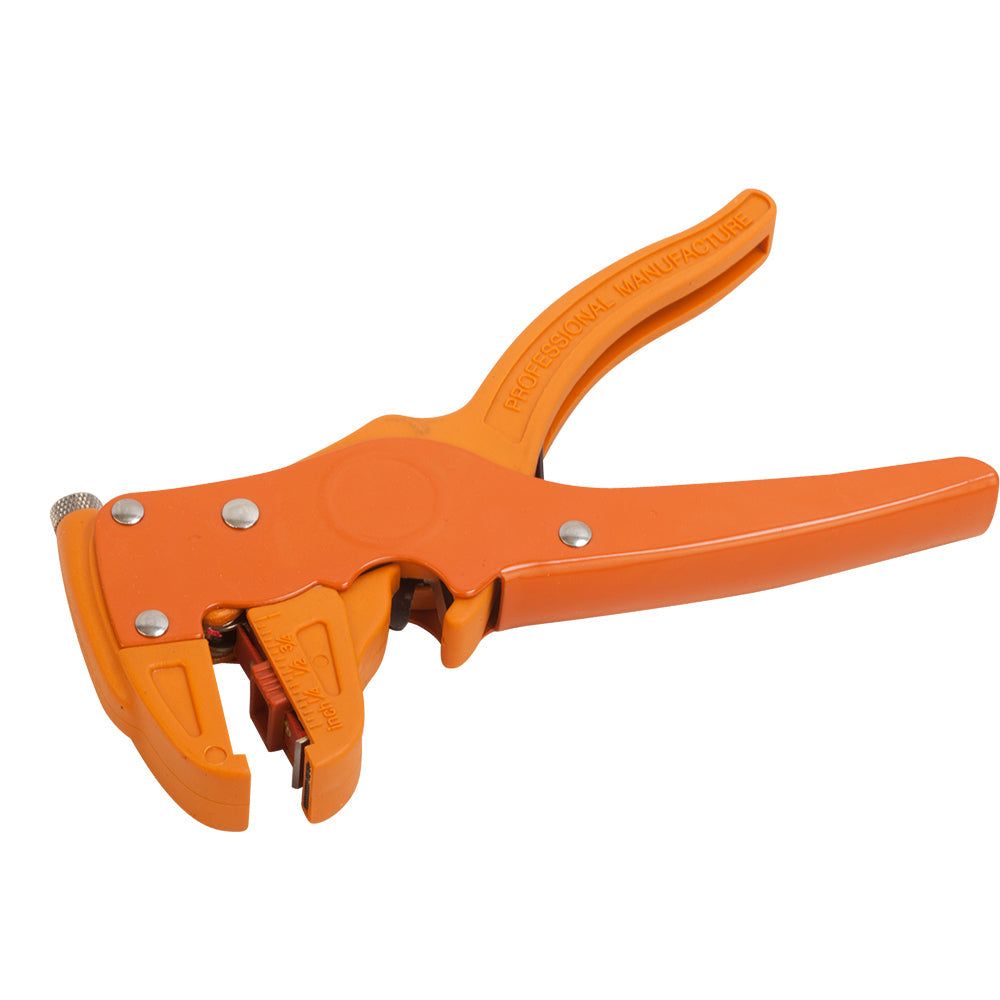 Sea-Dog Adjustable Wire Stripper and Cutter tool with orange powder-coated steel handles for 24-10 gauge wire removal