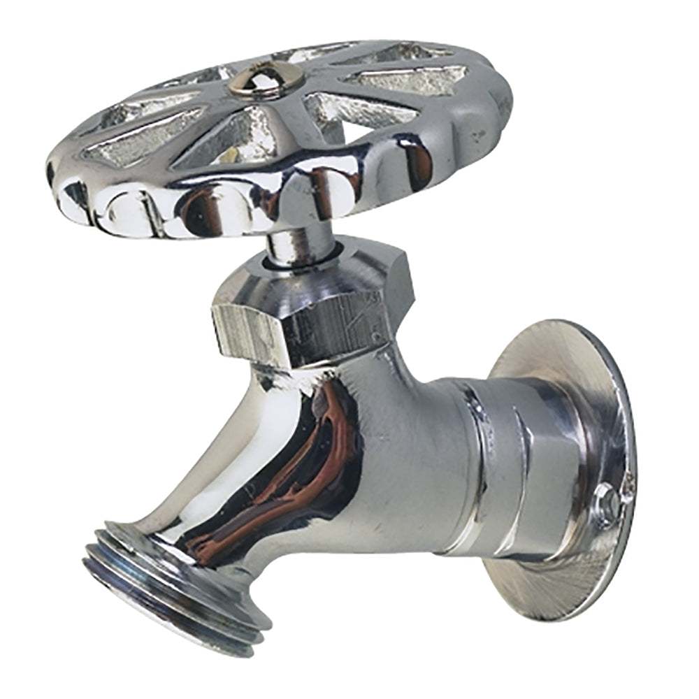 Sea-Dog chrome plated brass washdown faucet for exterior fresh water use with 1/2" FIPT x 3/4" MGHT fittings