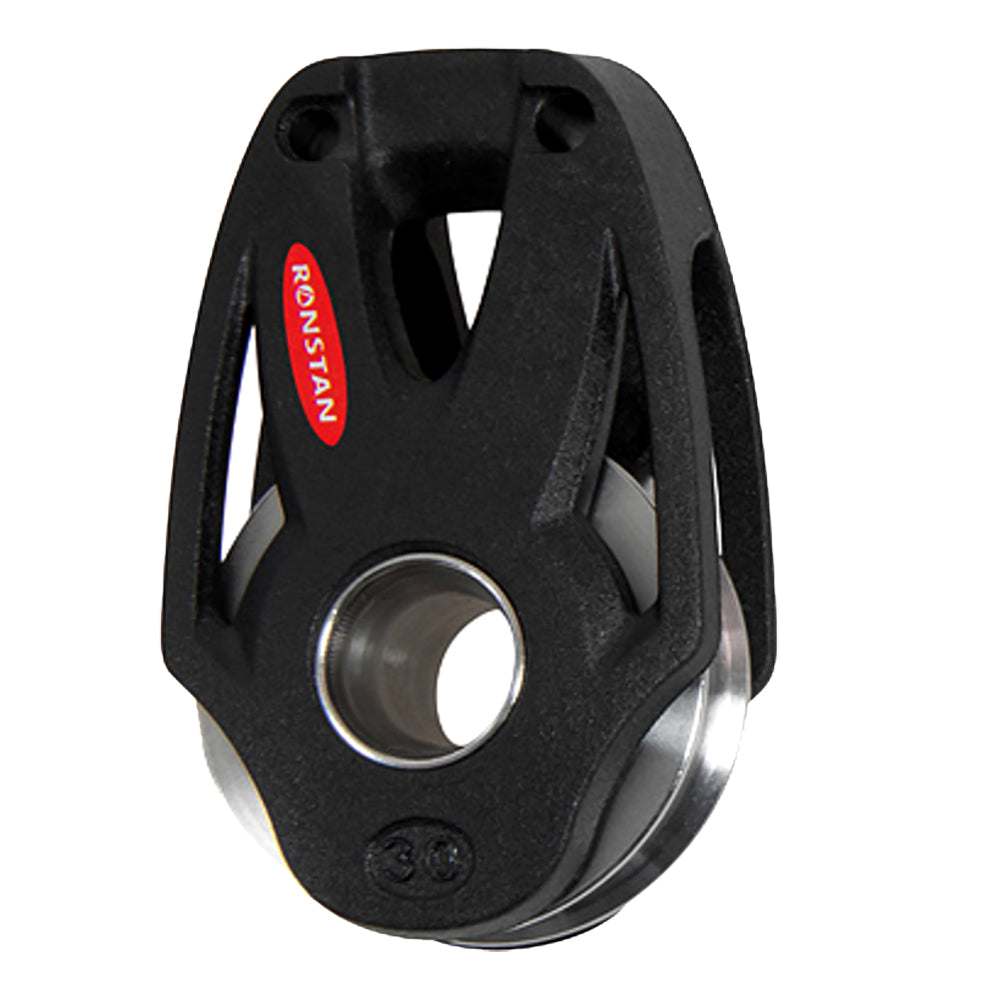 Ronstan Series 30 lightweight ball bearing block with single becket and lashing option for sailing applications