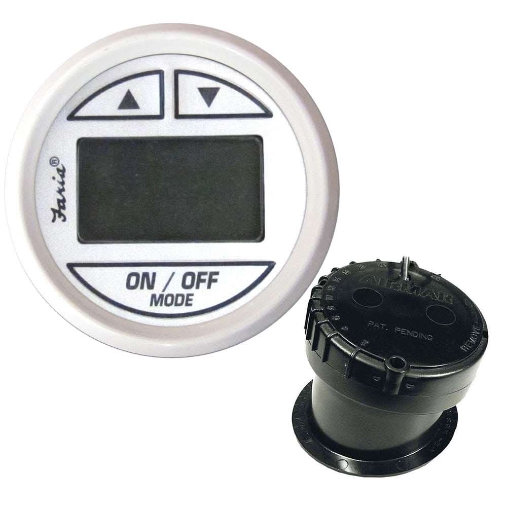 Faria 2 inch depth sounder with in-hull mounted transducer and digital display